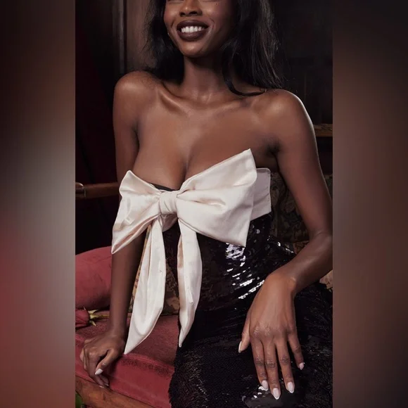 House of CB Black and White Strapless Dress - Picture 6 of 16